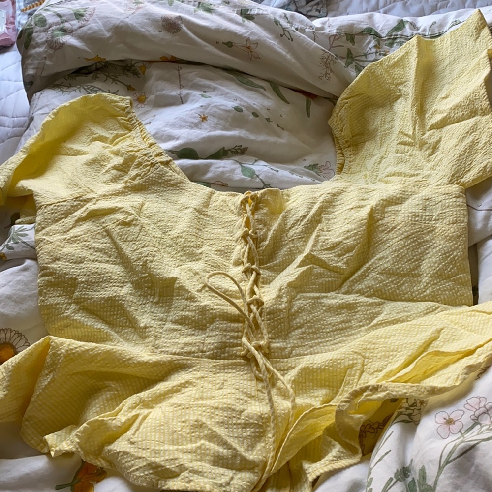 flowy yellow gingham summer shirt